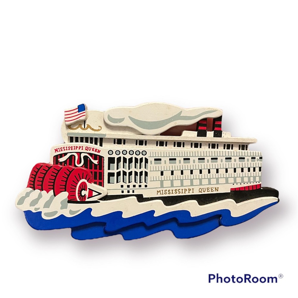 Mississippi Queen Wooden Ornament and Magnet Souvenir